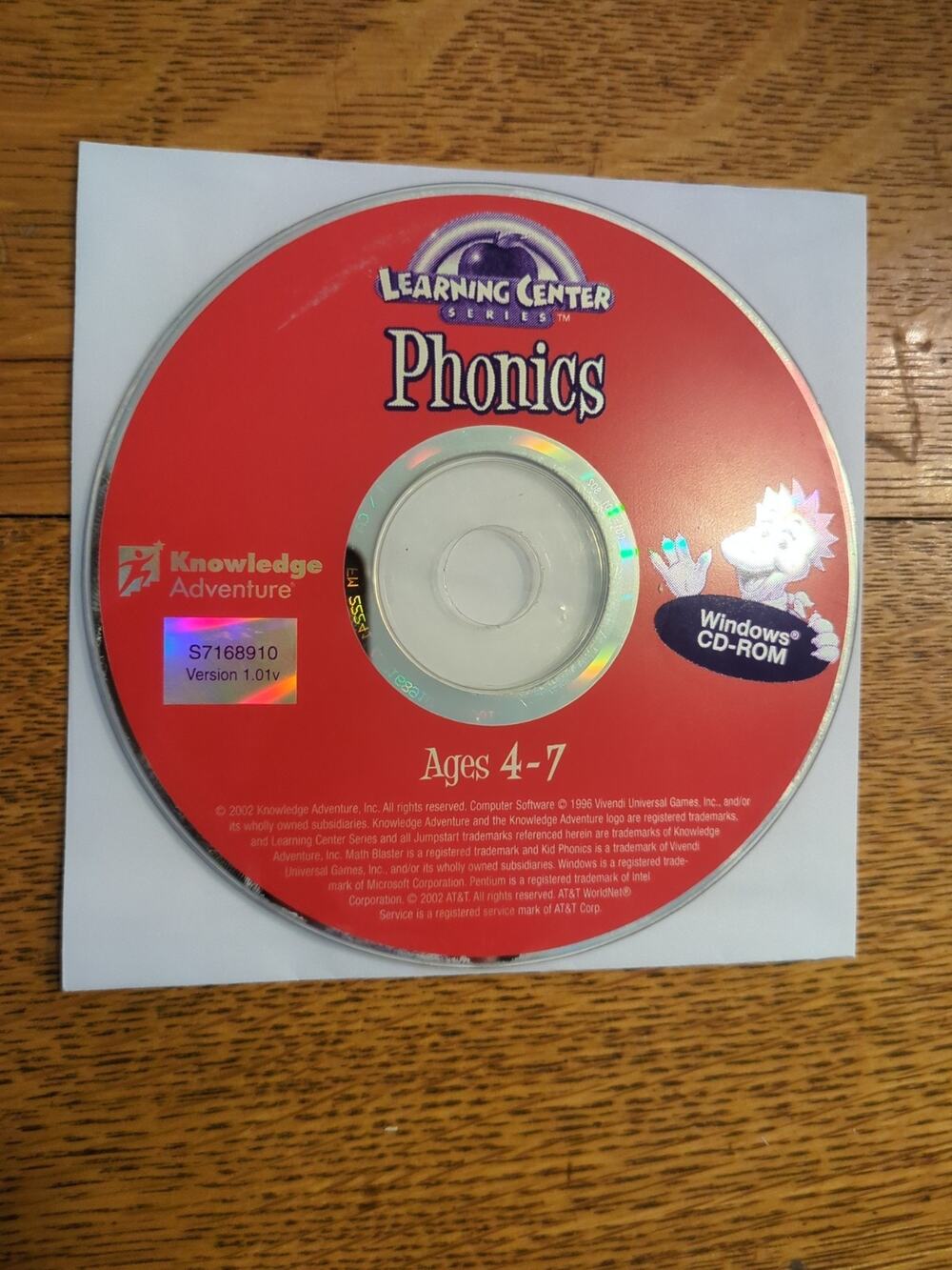 Davidson Learning Center Phonics CD-ROM Educational Software Ages 4-7 disc only